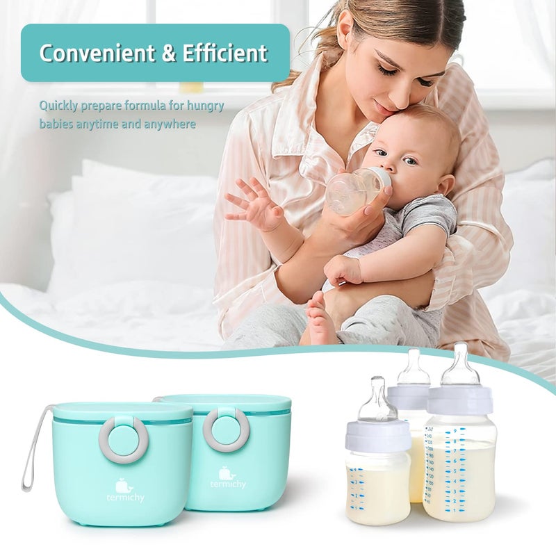 Termichy Baby Formula Dispenser, Portable Milk Powder Dispenser Container with Carry Handle and Scoop for Travel Outdoor Activities with Baby Infant, 8.8OZ, 0.55LB, 250g (Blue-2pack) - Image 5
